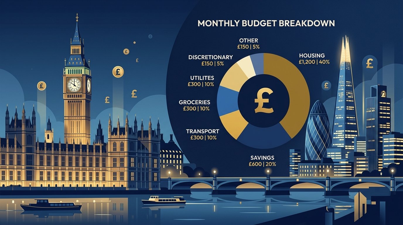 London skyline £60000 salary living budget analysis graphic